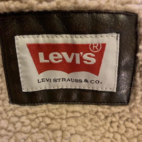 Levi’s Faux Leather Sherpa Men’s Jacket sz L - Picture 5 of 6